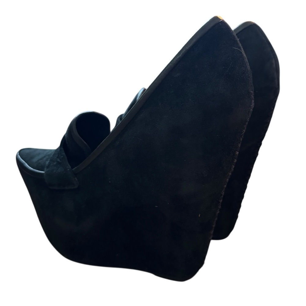 Vintage Festival Black Suede Wedge Loafers Shoes, US 8 by Crown Vintage - Picture 3 of 9